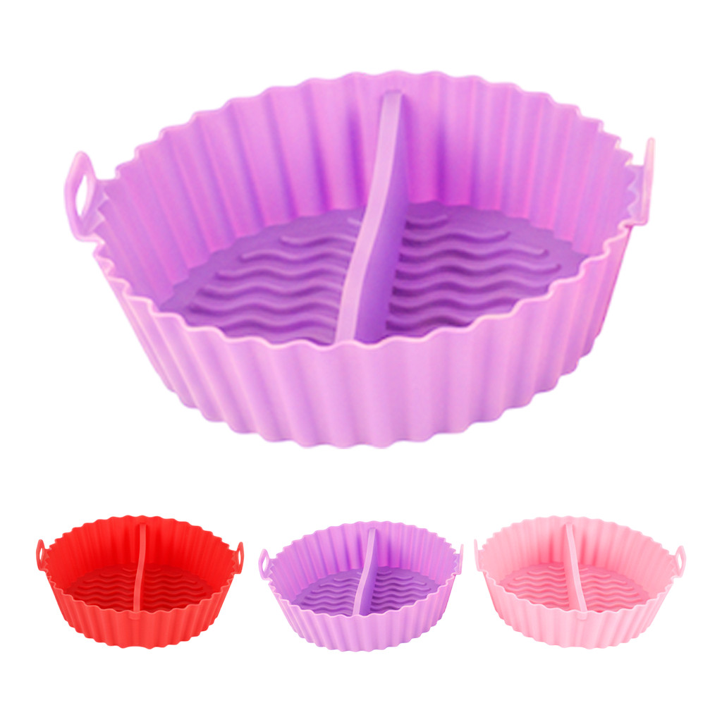 Forma Silicone Air Fryer Fritadeira Forno Microondas Assadeira Antiaderente Flexível Divisória Alça