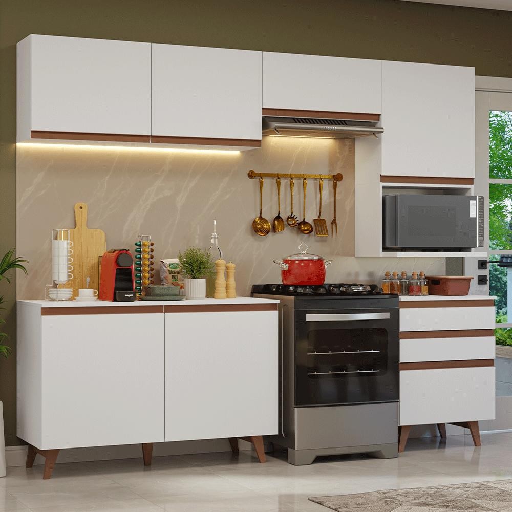 Armário de Cozinha Completa 250cm Reims Madesa 08 em Oferta na Shopee
