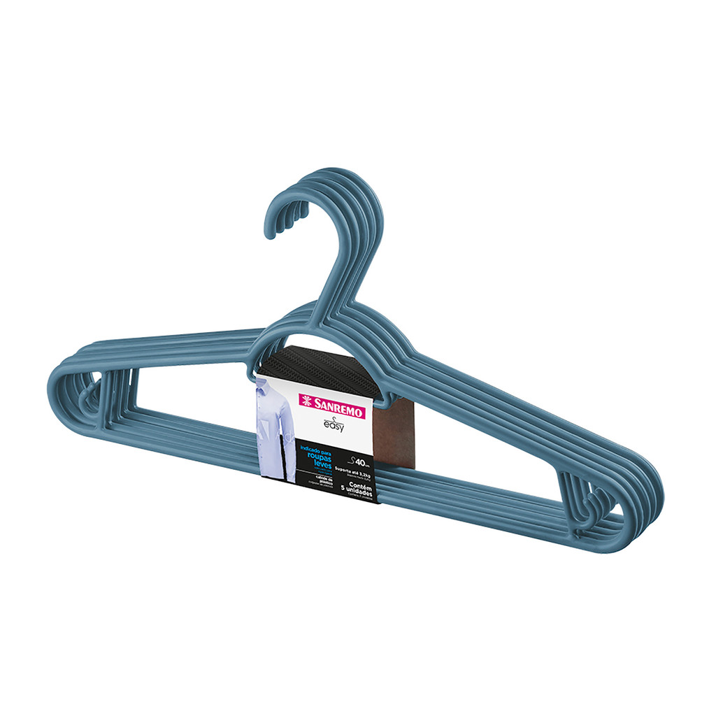 Kit Cabide Primafer 6 Unidades Azul 40cm Estrutura Reforçada Antideslizante Resistente Sanremo
