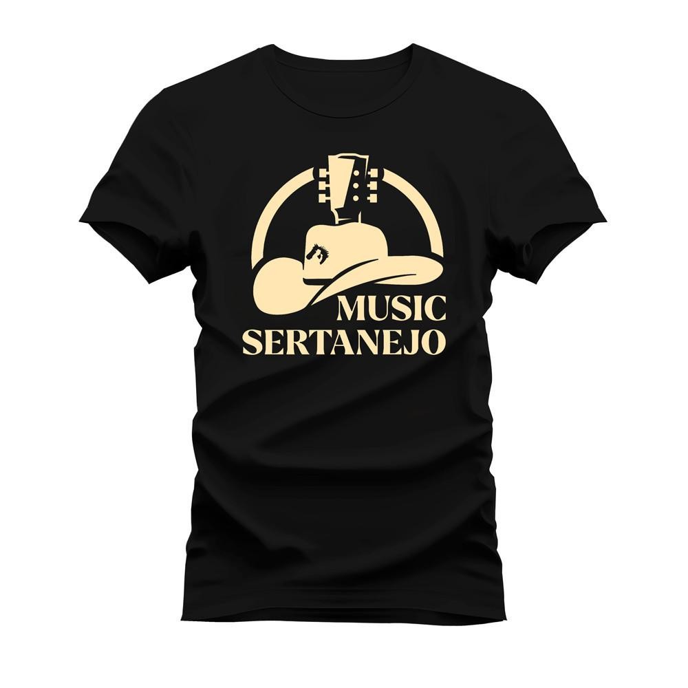 Camiseta Music Sertanejo Algodão Confortável Malha Mácia Estampada Cowboy rodeo moda country