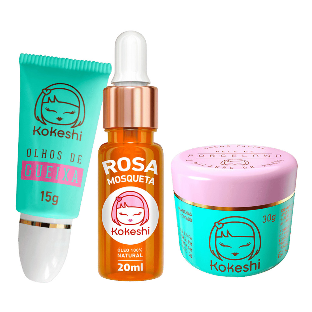 Kit Renovadores Kokeshi Pele Porcelana Óleo de Rosa Mosqueta