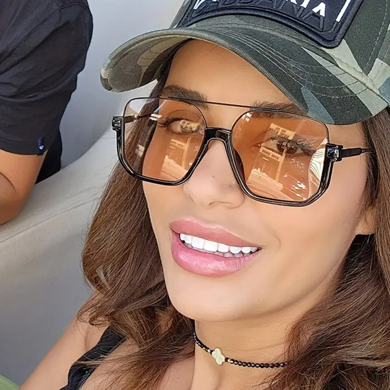 Óculos De Sol Quadrados Grandes , Femininos Para Viagem , Marca Retangular Praia Masculinos Pretos em Oferta na Shopee
