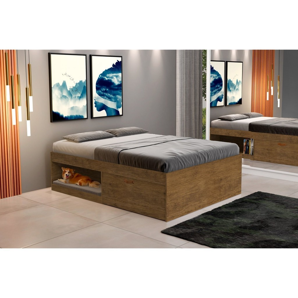 Cama Casal com 2 Sapateiras e 2 Nichos Laura Yescasa Jequitibá em Oferta na Shopee