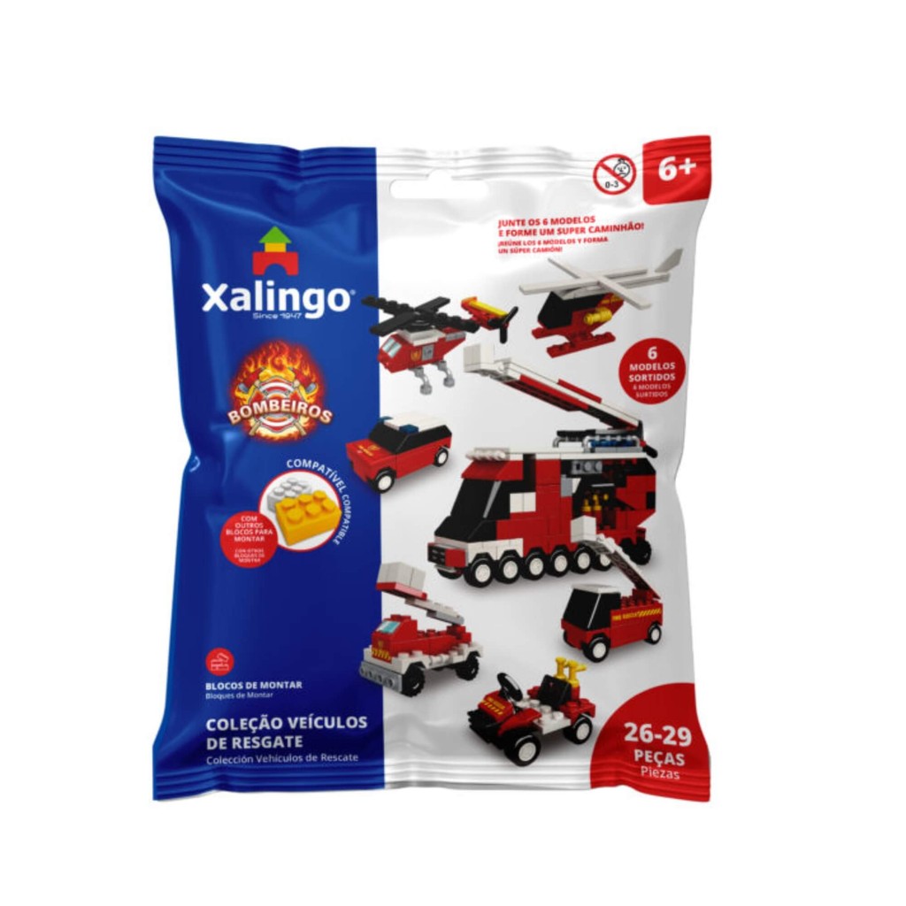Brinquedo Infantil Blocos de Montar Resgate Bombeiros 26/29 Peças Unidade Xalingo - 14976 em Oferta na Shopee