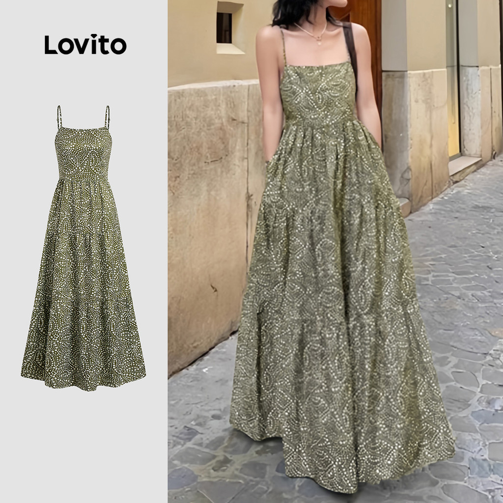 Lovito Vestido Boho com Babado Na Bainha Alça Ajustável Vestido de Primavera/verão para mulheres L137ED320 em Oferta na Shopee
