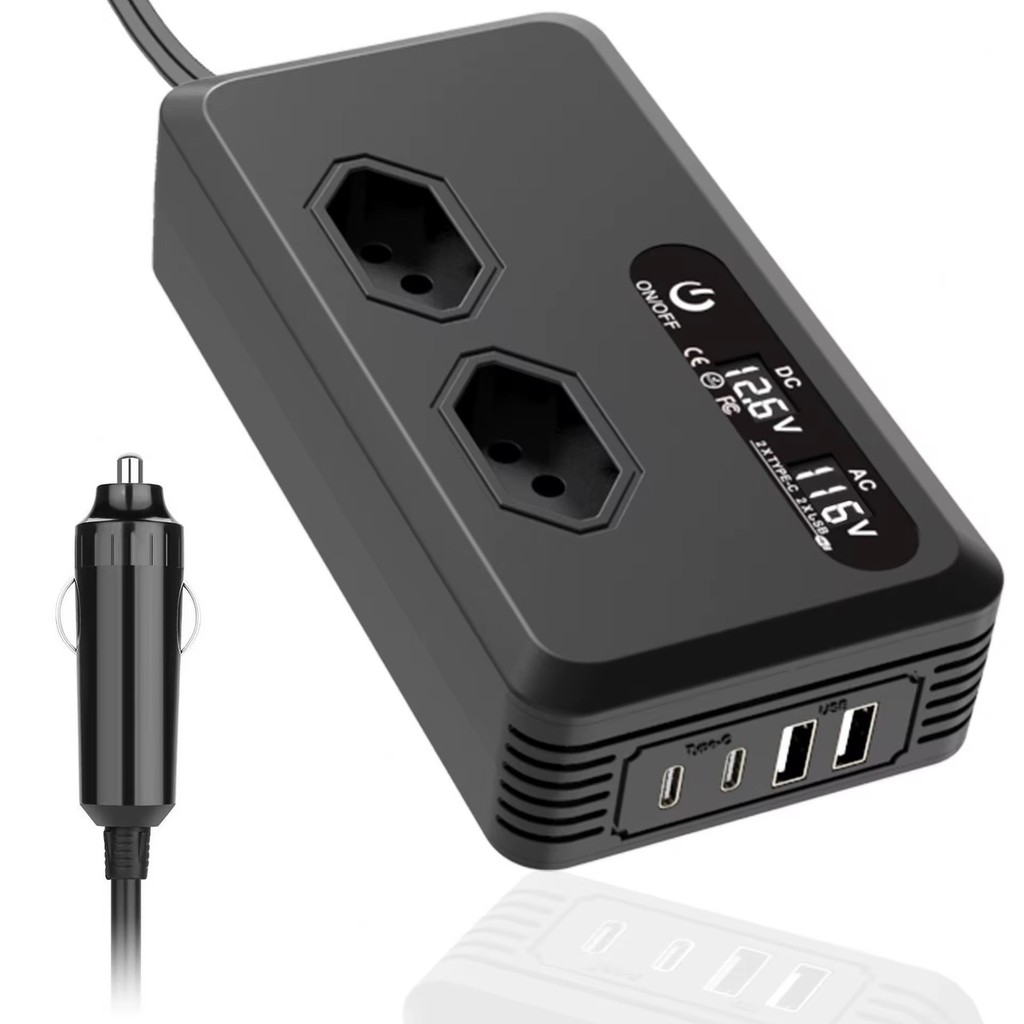 Inversor de 12v para 110v 220W com Tomada USB Tipo C Carga Rápida Display LCD Torquehammer VPL-3601 em Oferta na Shopee