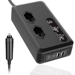 Inversor de 12v para 110v 220W com Tomada USB Tipo C Carga Rápida Display LCD Torquehammer VPL-3601