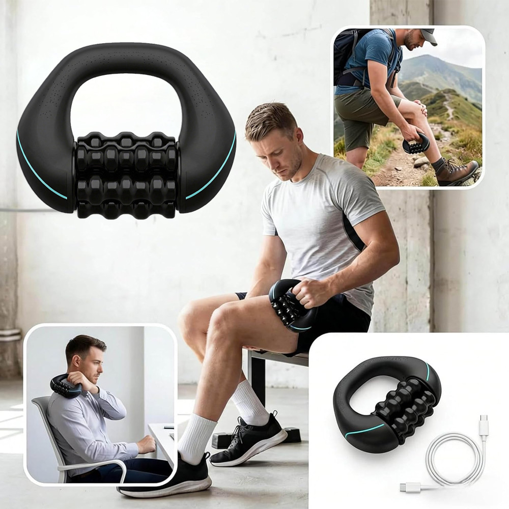 Rolo De Massagem Roda Massageador Percussão Terapia Muscular Tecido Profundo Para Volta Pescoço Recarregável Portátil