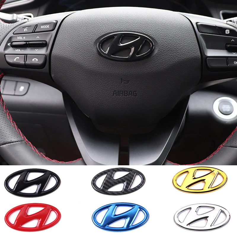 ABS Emblema Do Volante Carro Adesivo Acessórios Para Hyundai Genesis N-LINE I10 I20 I30 I40 IX20 IX35 Kona Getz Veloster