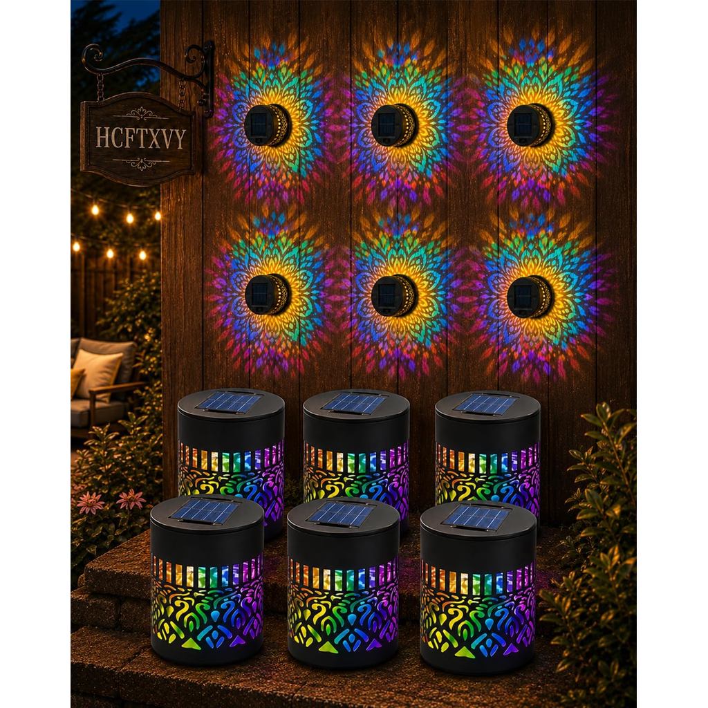 Projetor Solar Mandala à Prova d'Água para Jardim e Pátio Externo, Projeção Decorativa de Parede para Cerca, Quintal, Pá