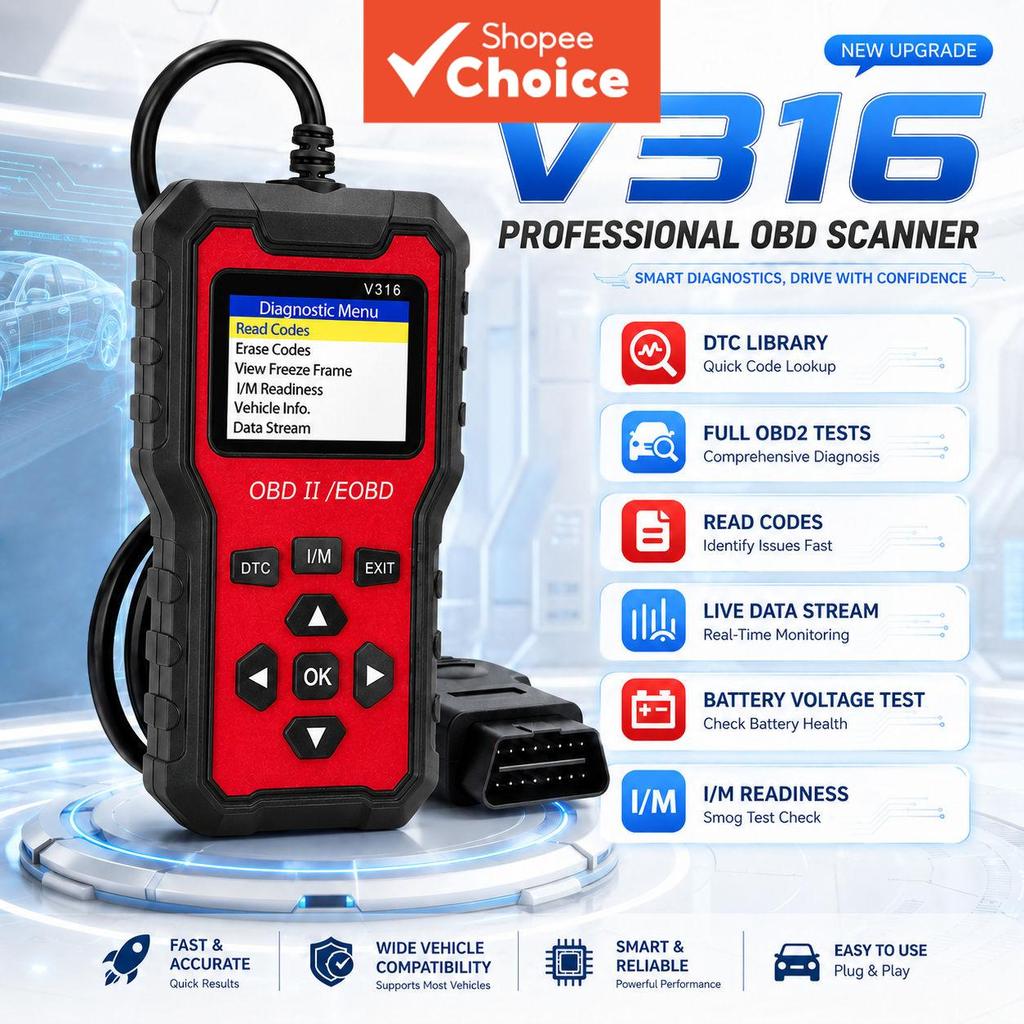 V316 Automotivo OBD2 Scanner Leitor De Código Ferramenta De Diagnóstico Do Motor Detecção De Tensão