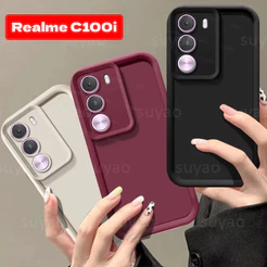 Para Realme C100i C100X 4G 2026 Capa De Telefone De Silicone Líquido Macio Luxo Caixa De Cor Sólida RealmeC100i RealmeC1