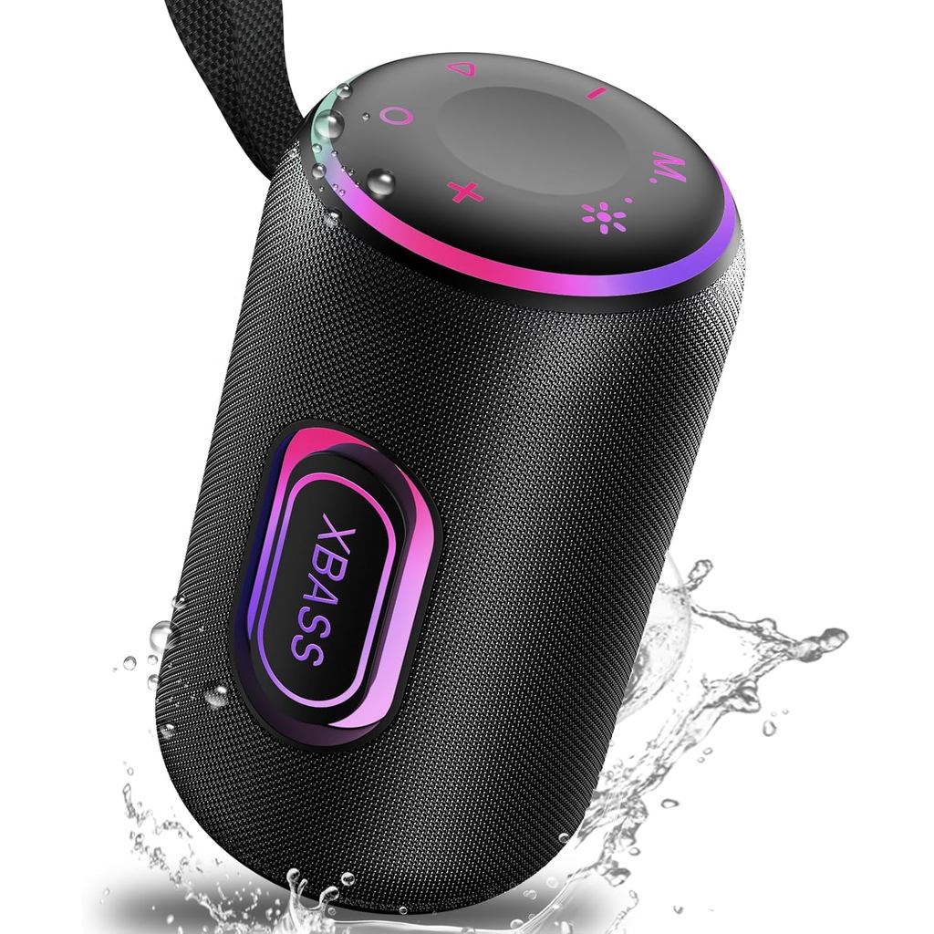 Caixa de som Bluetooth portátil, caixa de som Bluetooth 5.4, alto-falantes duplos de 30W, sistema de som 2.0, graves pro