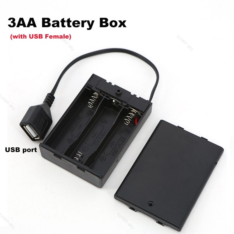 4.5V 3 * Caixa De Bateria AA 5V USB Suporte De Porta Fêmea Com Interruptor Para Kit De Luz LED Blocos De Construção 65x4