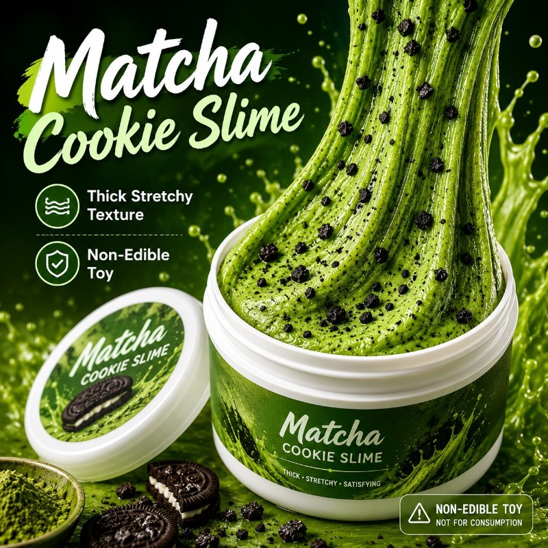Slime De Bolha Matcha Oreo Sem Bórax Com Brinquedo De Alívio De Estresse Adicional De Migalhas De Biscoito