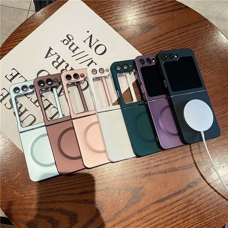 Capa De Pintura Metálica Fosca Magnética Para Samsung Galaxy Z Flip 8 7 FE 6 5 4 3 Carregamento Sem Fio Proteção À Prova — imagem 2 de 2