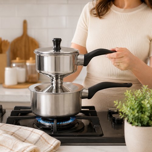 Cuscuzeira Panelinha á Vapor Inox Panela Durável Inox Cozimento Cuscuz Nordestino Cuscuzeiro Tetinha