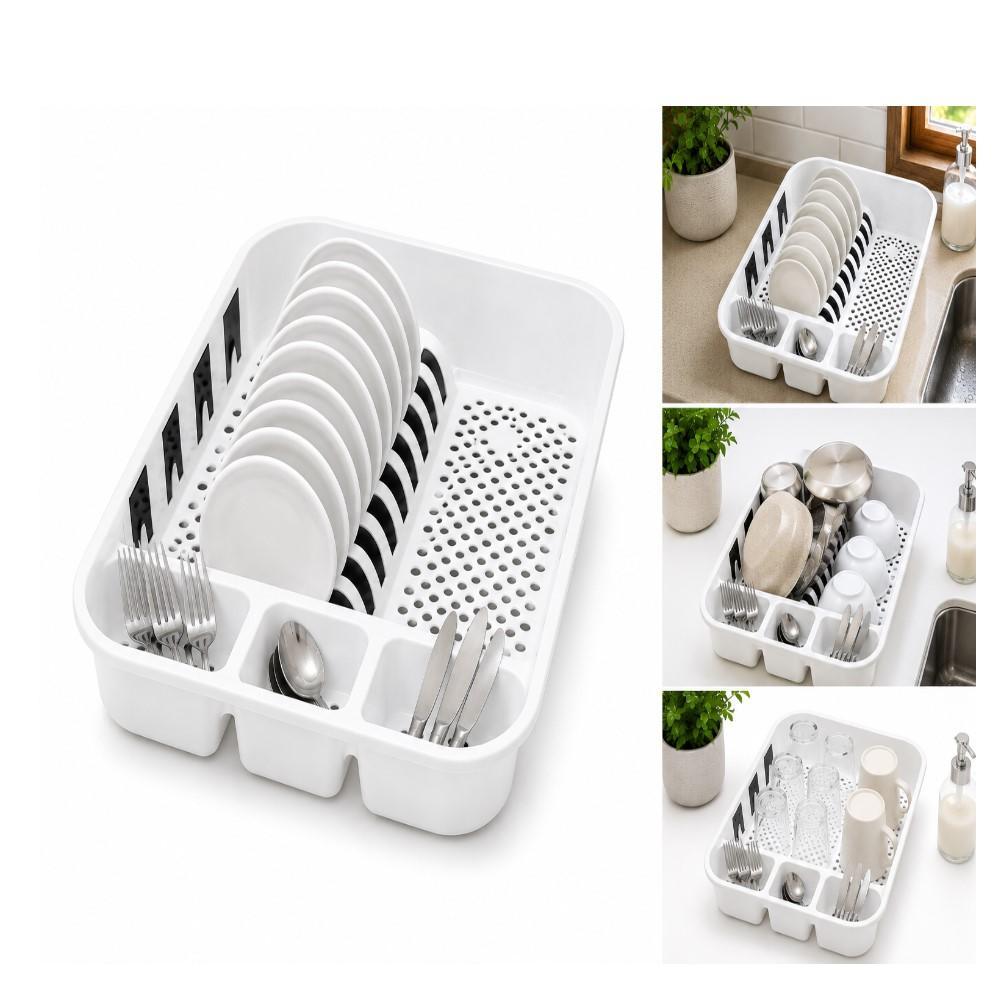 ESCORREDOR LOUCAS PRATOS TALHERES PLASTICO MULTIUSO ORGANIZADOR PIA UTENSILIOS BPA FREE COMPACTO LUXO BRANCO