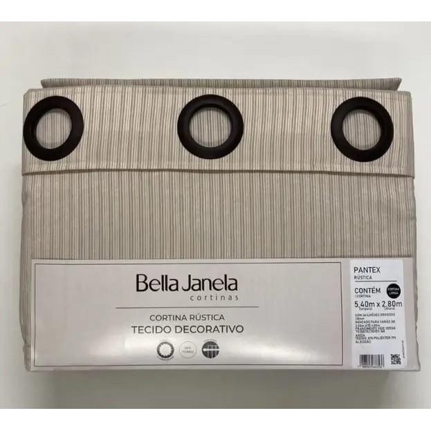 Cortina Bella Janela Rústica 540X280 Pantex Areia