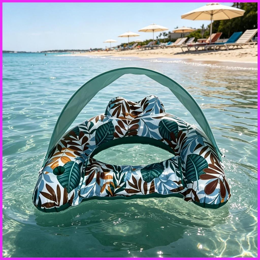 Flutuador De Piscina Adulto Com Dossel Espreguiçadeira De Proteção Solar Suporte De Copo Cadeira Inflável Para Lago alpi