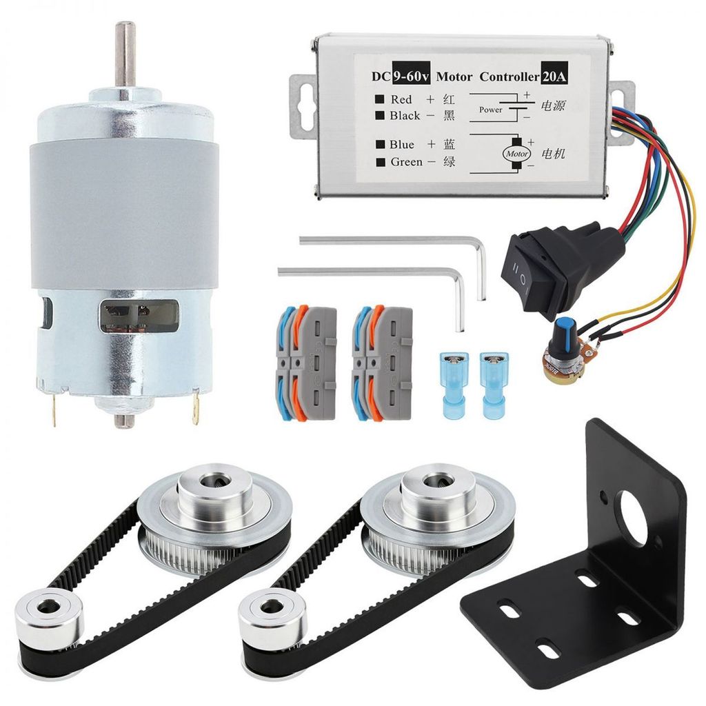 Kit De Motor DC 12V-24V 775 Com Polia De Correia Dentada GT2 2GT Controlador De Roda Síncrona Para Máquina De Fresagem D