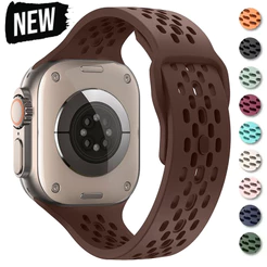 Pulseira De Silicone Respirável Compatível Com Apple Watch Ultra 49mm 46mm 45mm 41mm 44mm 42mm Série 11 10 9 8 7 6 SE 5