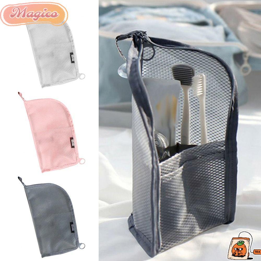 Bolsa De Pincel De Maquiagem MAGICO , Cosmética Organizadora De Lavagem Com Zíper Escova De Dentes De Malha Suporte Para