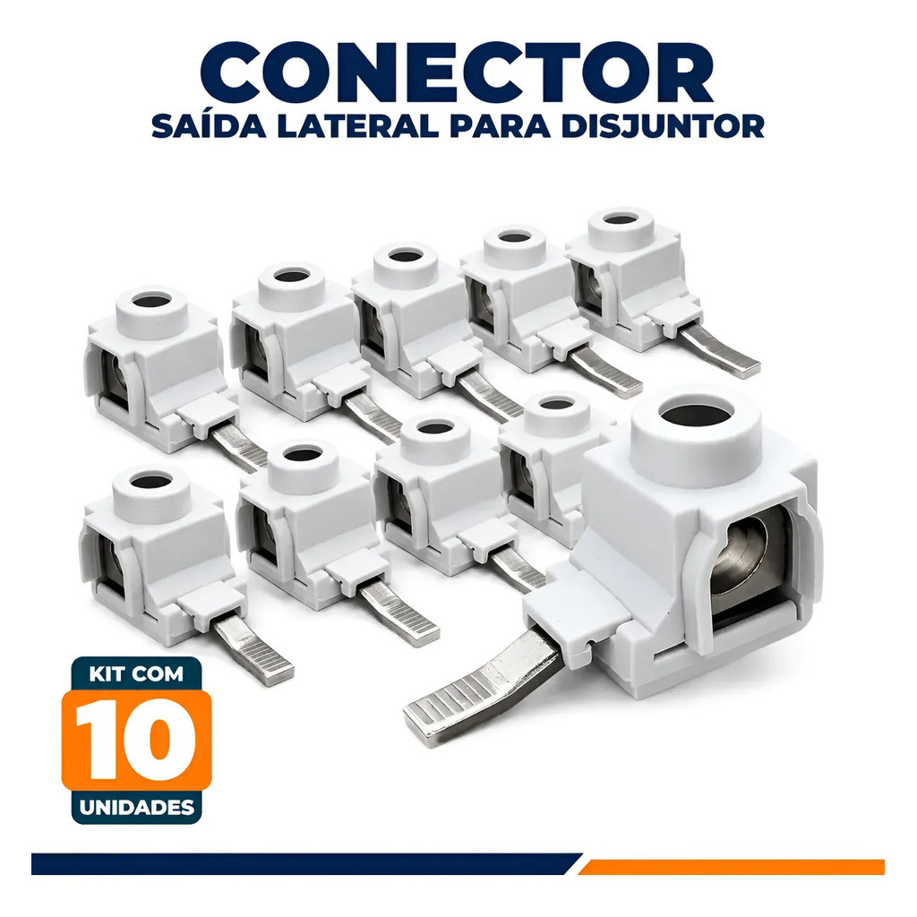 Kit 10 Conector Saída Lateral P Disjuntor Cabo Flexível Até 16mm ou Fio Rígido 25mm