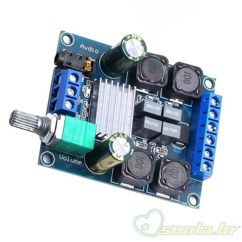 Módulo Amplificador SUNL XY-502 Hifi 2x50W Proteções Térmicas E Auditório 102dB SNR