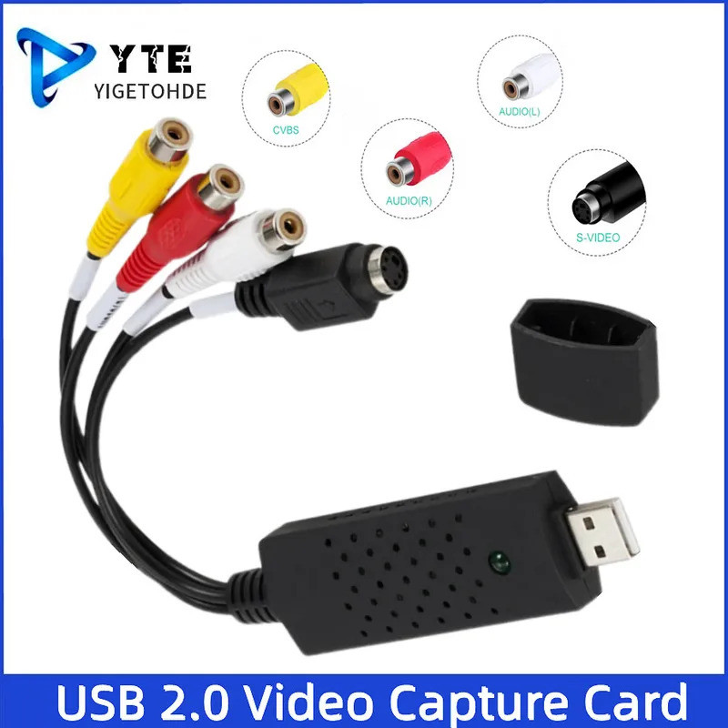 Placa de Captura de Áudio e Vídeo USB 2.0 RCA Composto S-video para DVD VCR Win 7/8/10 PC Laptop Adaptador de Áudio e Ví