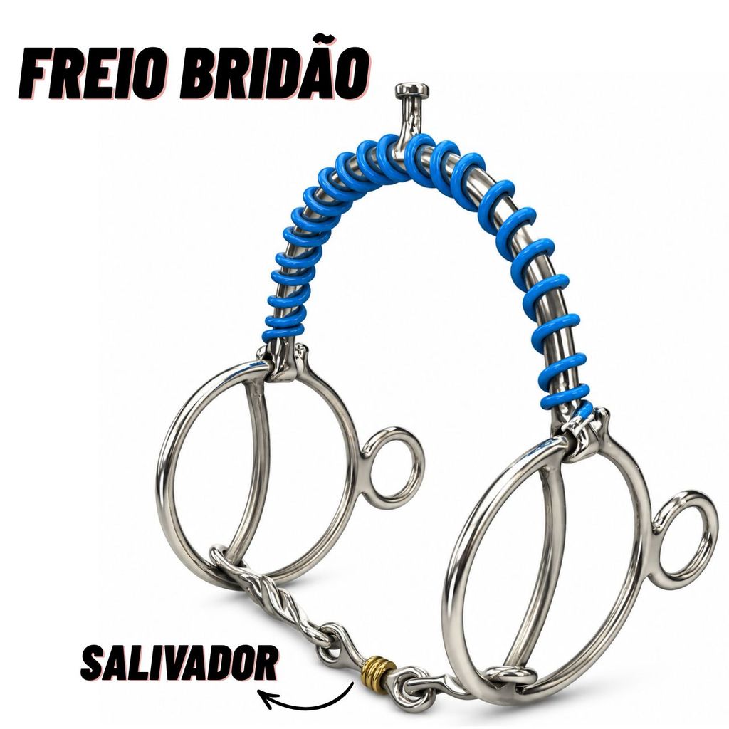Freio Bridão Inox Bocal Leve Doma Cavalo Mula salivador 300 gm