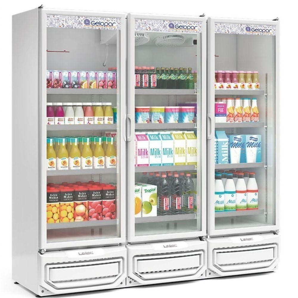 Expositor Vertical 3 Portas De Vidro Gcvr1450 Gelopar Refrigerador 1468 Litros Branco 220v A2 A1