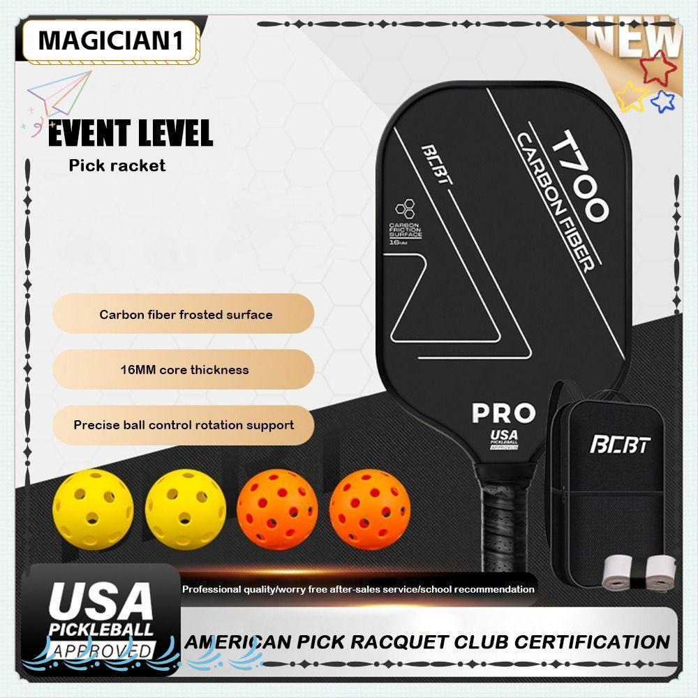 MAGICIAN 1 Peça De Pás De Pickleball , Raquetes De Fibra De Carbono De Superfície Fosca , Aderência Antiderrapante