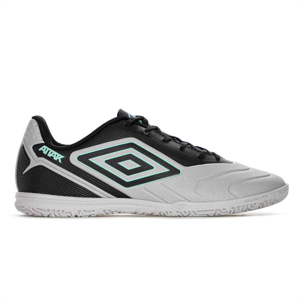 Chuteira Umbro Futsal Attak III Cinza e Preto - Masculino