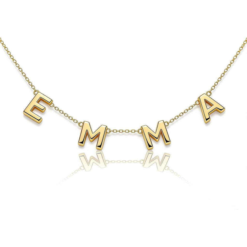 Colar Personalizado com Nome TRANGEL, Colar Choker com Inicial Banhado a Ouro 18K, Colar Delicado com Letras Personalizá