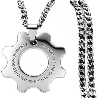 Colar de Aço Inoxidável Gears of War com Pingente de Aço Titânio, Estilo Hip Hop, Resistente ao Desbotamento