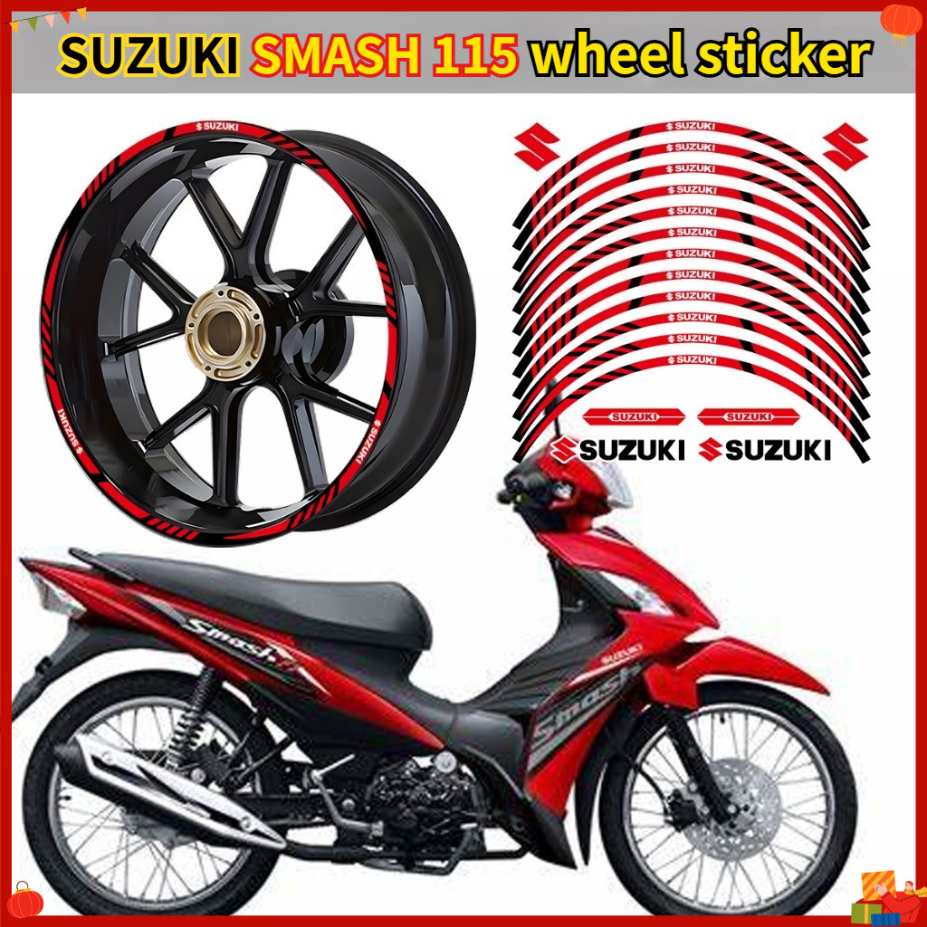 Para Suzuki Smash Roda Adesivo Fita De Aro Reflexiva À Prova Dwaterproof Água Decalque Do Da Motocicleta Multi Cor Verme
