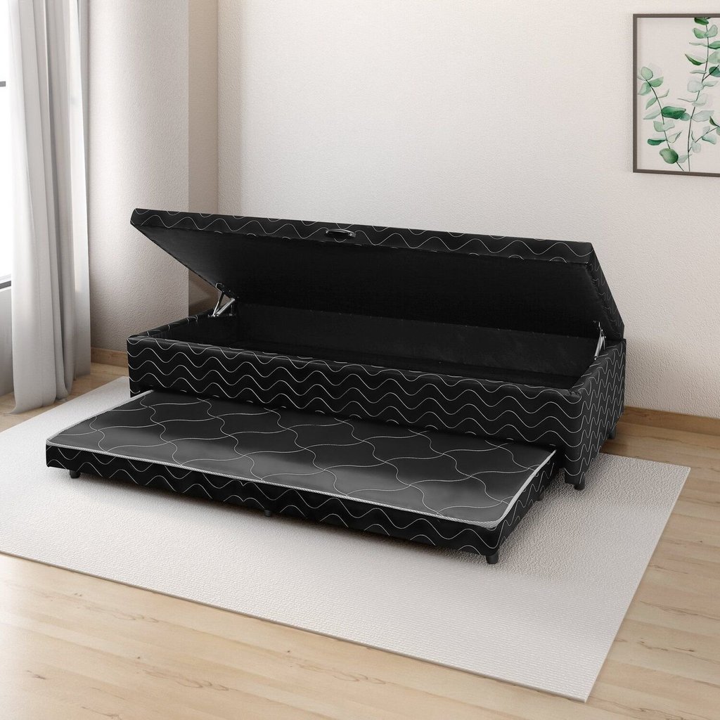 Box Baú com Cama Auxiliar Solteiro 46cm x 88cm Imperatriz Preto