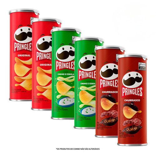 Kit Pringles Original 2 Unid + Pringles Creme E Cebola 2 Unid + Pringles Churrasco 2 Unid