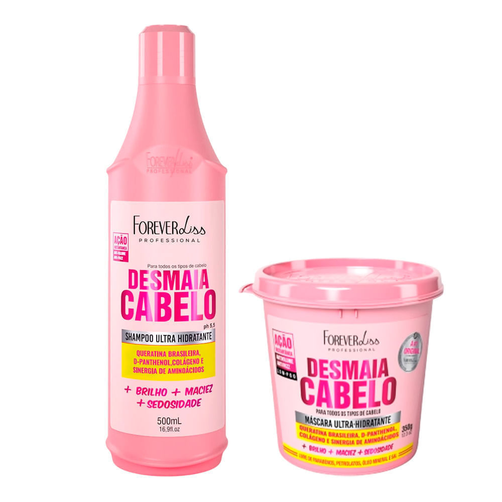 Kit Forever Liss Desmaia Cabelo Shampoo 500ml + Máscara Capilar 350g