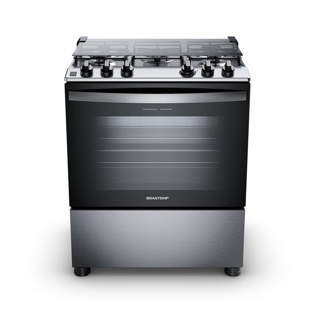 Fogão Brastemp 5 Bocas Cor Inox com Turbo Chama - BFS5GDR