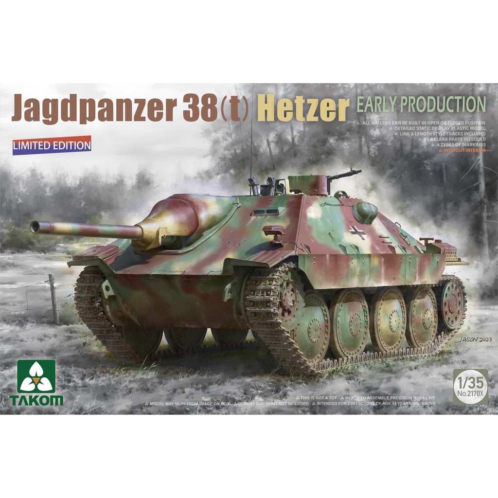 TAKOM 2170X 1/35 Jagdpanzer 38 (t) Hetzer Produção Precoce Sem Interior Limitado
