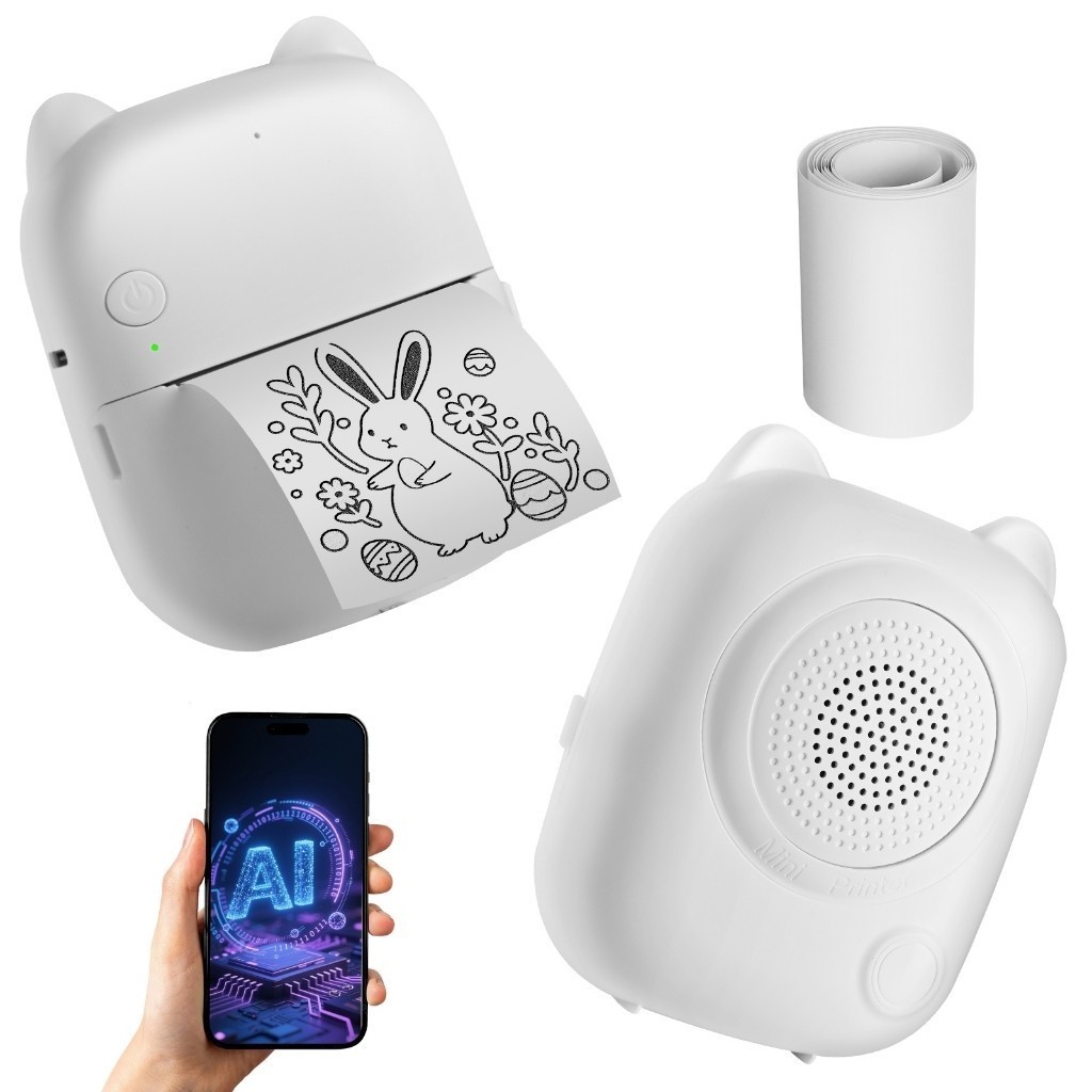Impressora de Bolso Térmica Infantil Recarregável, conexão Bluetooth, prática para organizar tarefas escolares diáriasAE