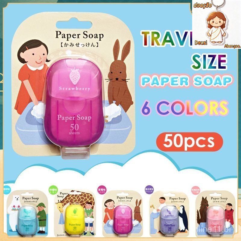 50 peças/caixa de sabonete de papel portátil, adequado para viagens ao ar livre, mini pastilhas para lavar as mãos, arti