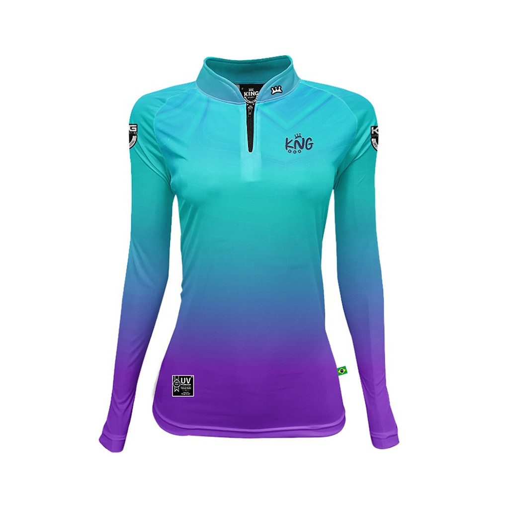 Camiseta Camisa Pesca Feminina Baby Look King Manga Longa KFF530 Proteção UV50 Secagem Rápida