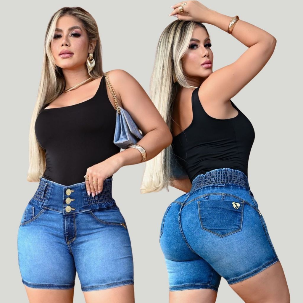 Bermuda Feminina Jeans Modeladora Cintura super alta e com Elástico, Jeans Com Lycla(Elastano) Tamanhos do 38 ao 54