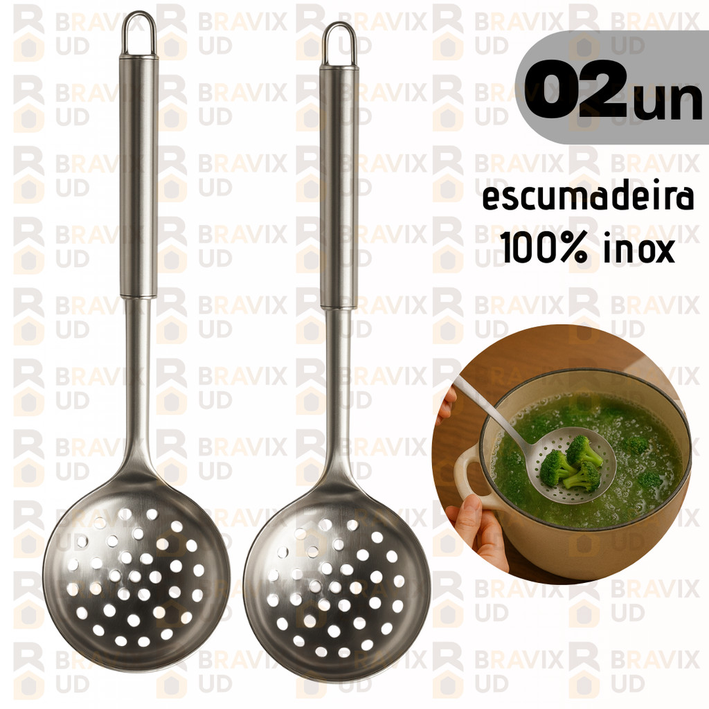 Kit 2 Escumadeira para Fritura Batata Frita Pasteis Inox Cozinha Utensilios Inox em Oferta na Shopee