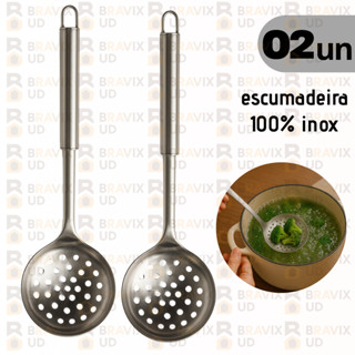 Kit 2 Escumadeira para Fritura Batata Frita Pasteis Inox Cozinha Utensilios Inox em Oferta na Shopee