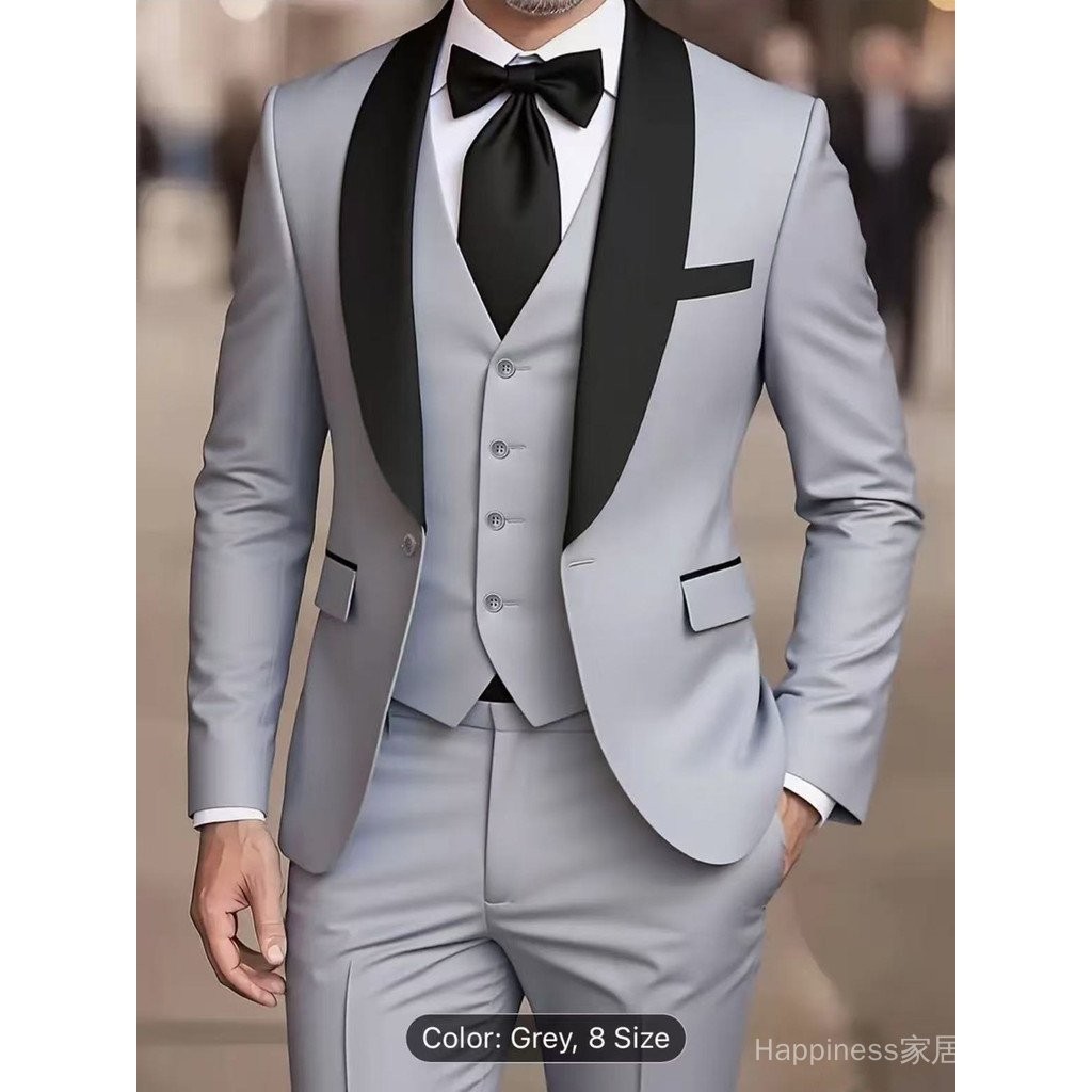Envio em 24 Horas Conjunto de Terno Formal de Casamento Masculino Conjunto de Três Peças Terno de Negócios para Padrinho