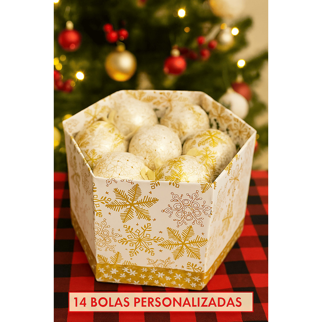 14 Bolas de Natal Premium Enfeite Decoração Flocos de Neve